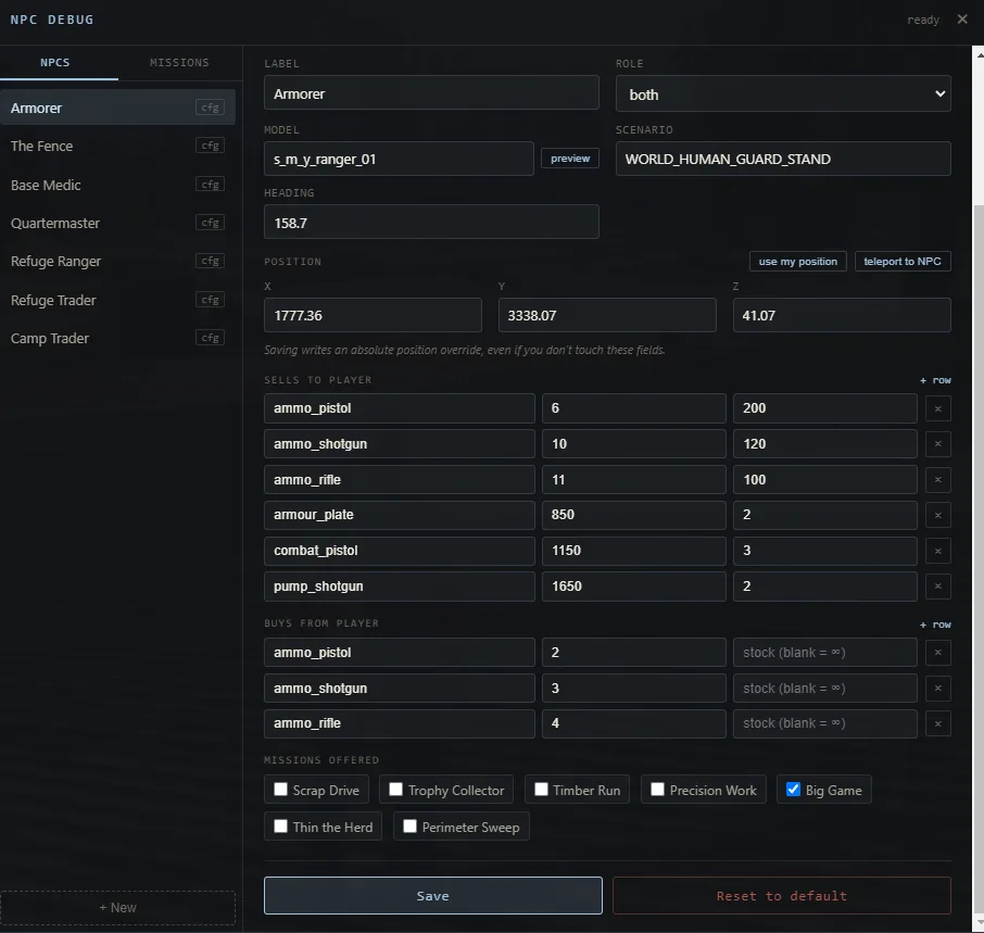 NPC and mission editor