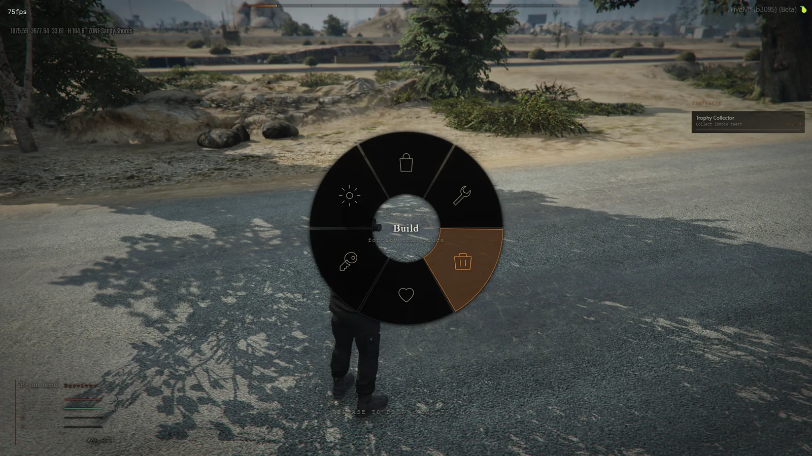 Survival radial menu